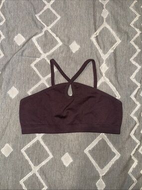 TLF Apparel Seamless Keyhole Cross-Back Bralette in Deep Plum